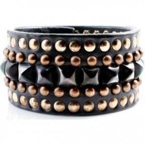 Black Leather Pyramid Helios Cuff