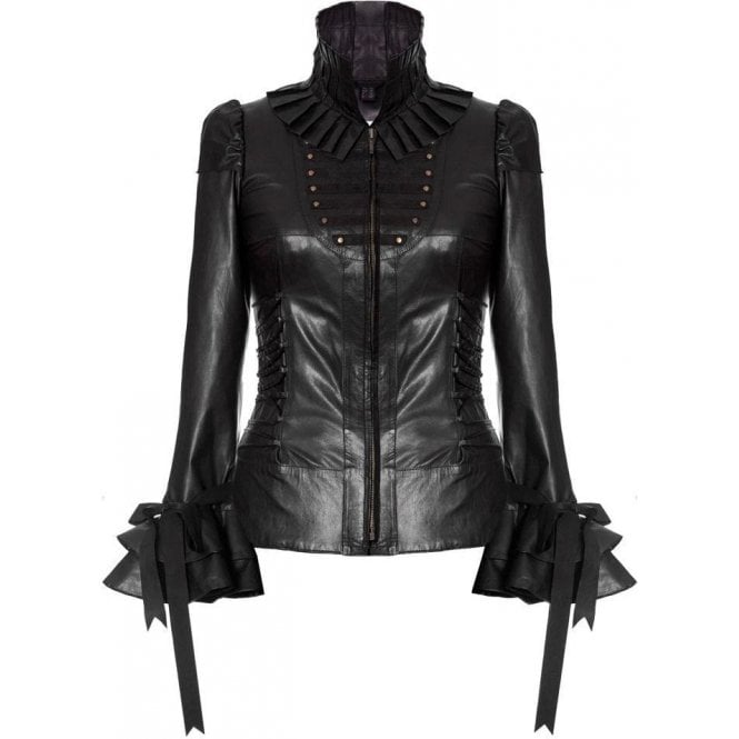 Impero London Ladies Luxury Black Leather Victorian Corset Costume Jacket