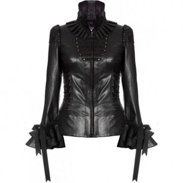 Ladies Luxury Black Leather Victorian Corset Costume Jacket