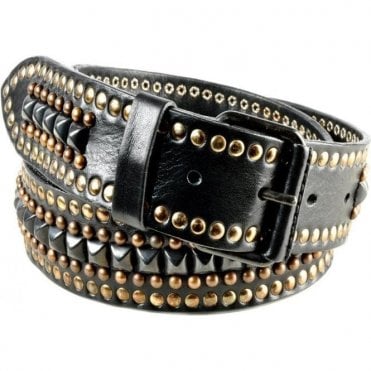 Leather Black Stud & Pyramid Belt