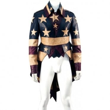 Leather Vintage God Bless America Tail Coat Jacket