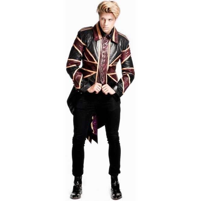 Impero London Luxury Leather Vintage Union Jack Tail Coat Mens Jacket