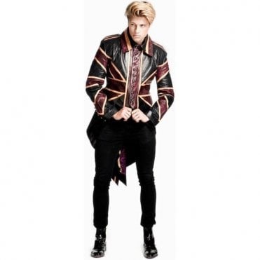 Impero London Luxury Leather Vintage Union Jack Tail Coat Mens Jacket