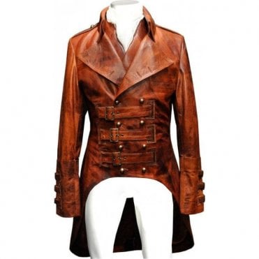 Luxury Steampunk Antique Tan Tailcoat & Waistcoat Military Emsemble