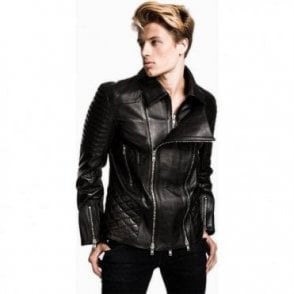Mens Iconic Luxury Double Zipped Biker Jacket
