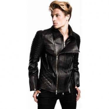 Mens Iconic Luxury Double Zipped Biker Jacket
