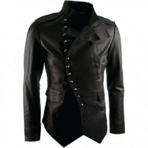 Signature Luxury Mens Military Fitted Black Leather Jacket