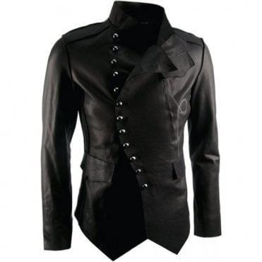 Signature Luxury Mens Military Fitted Black Leather Jacket
