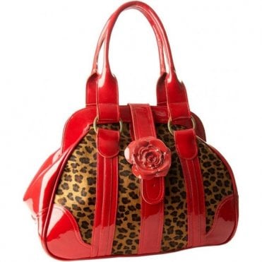 Womens Leopard Print Pony Skin Leather Tote Handbag