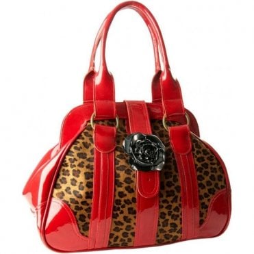 Womens luxury leopard-printed pony skin and patent leather tote bag