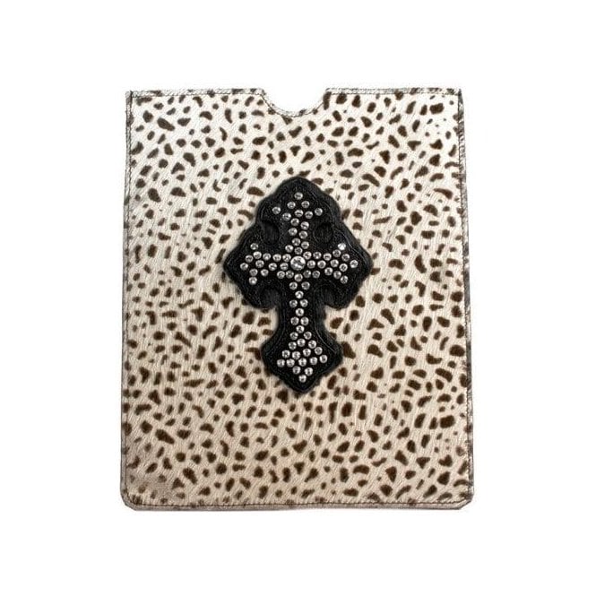 Impero London Pony Skin iPad Leather & Swarovski Cross Dalmation Print Case