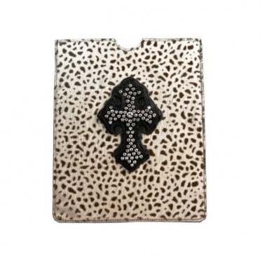 Pony Skin iPad Leather & Swarovski Cross Dalmation Print Case