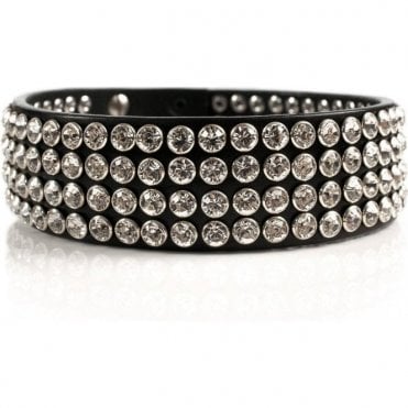 Swarovski Crystal & Black Leather Luxury Hestia Collar Choker