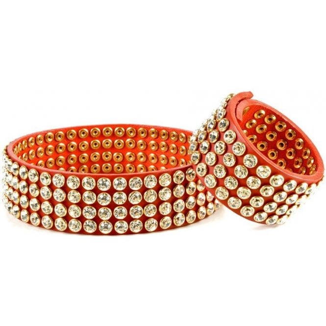 Impero London Swarovski Crystal & Red Leather Luxury Hestia Collar Choker